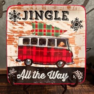 Certified International Geoff Allen "Jingle All the Way" square plate NWOB
